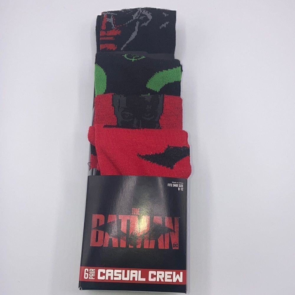 Mens The Batman Gotham Super Hero Socks 5-Pack Shoe Size 8-12